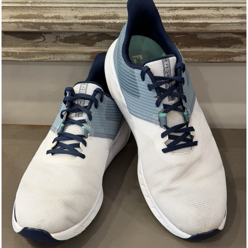 FootJoy Mens Flex Spikeless XP Golf Shoes Marine/White/Peacock Size 13